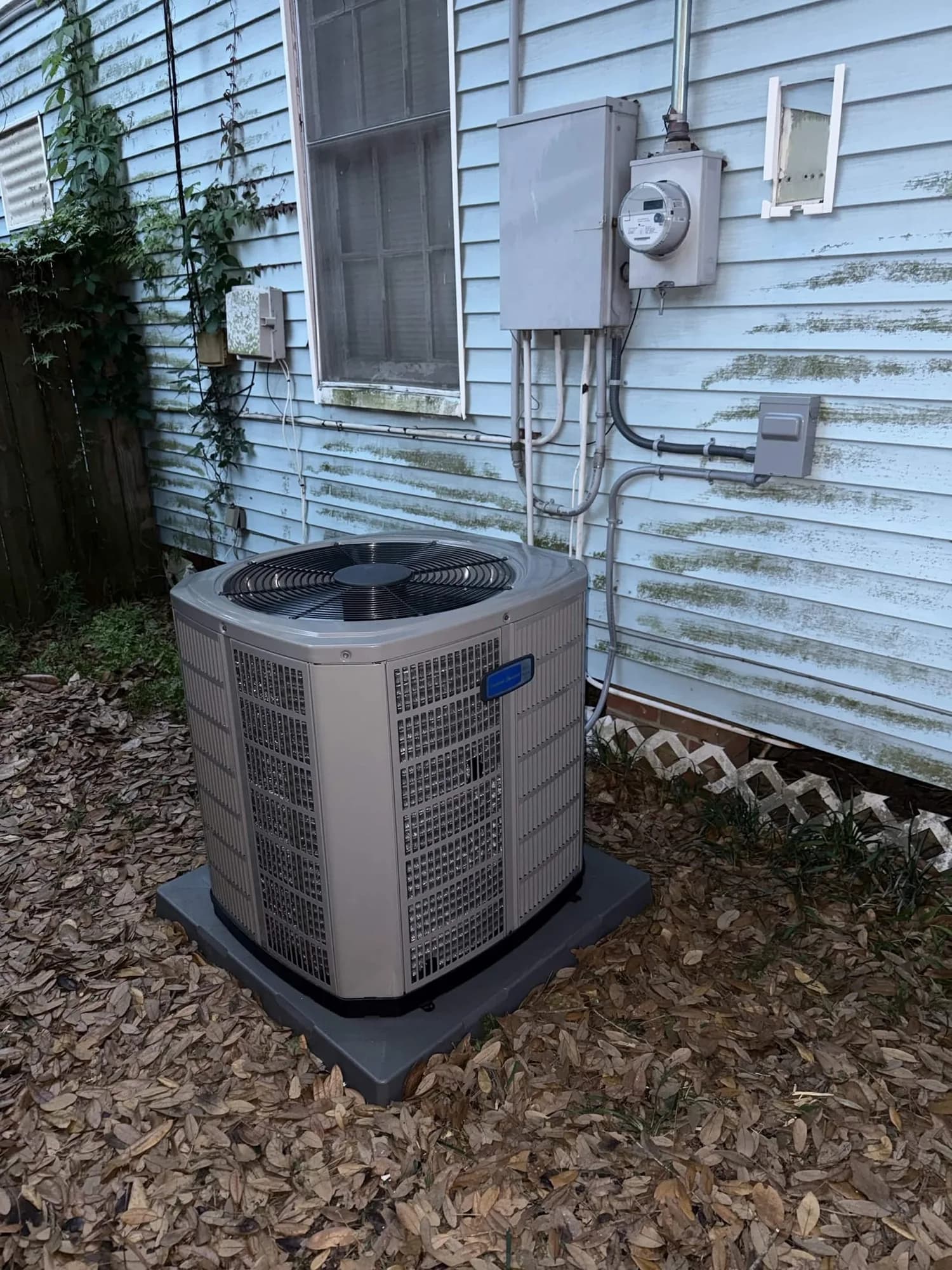 Newly installed outdoor condenser
