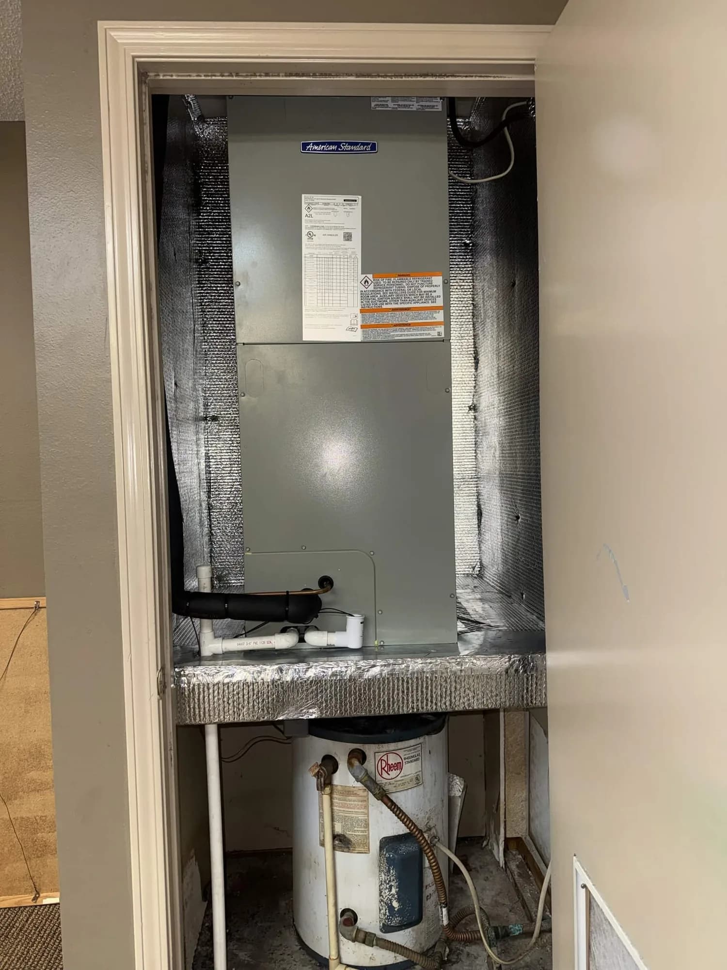 New indoor unit installed in a utility closet