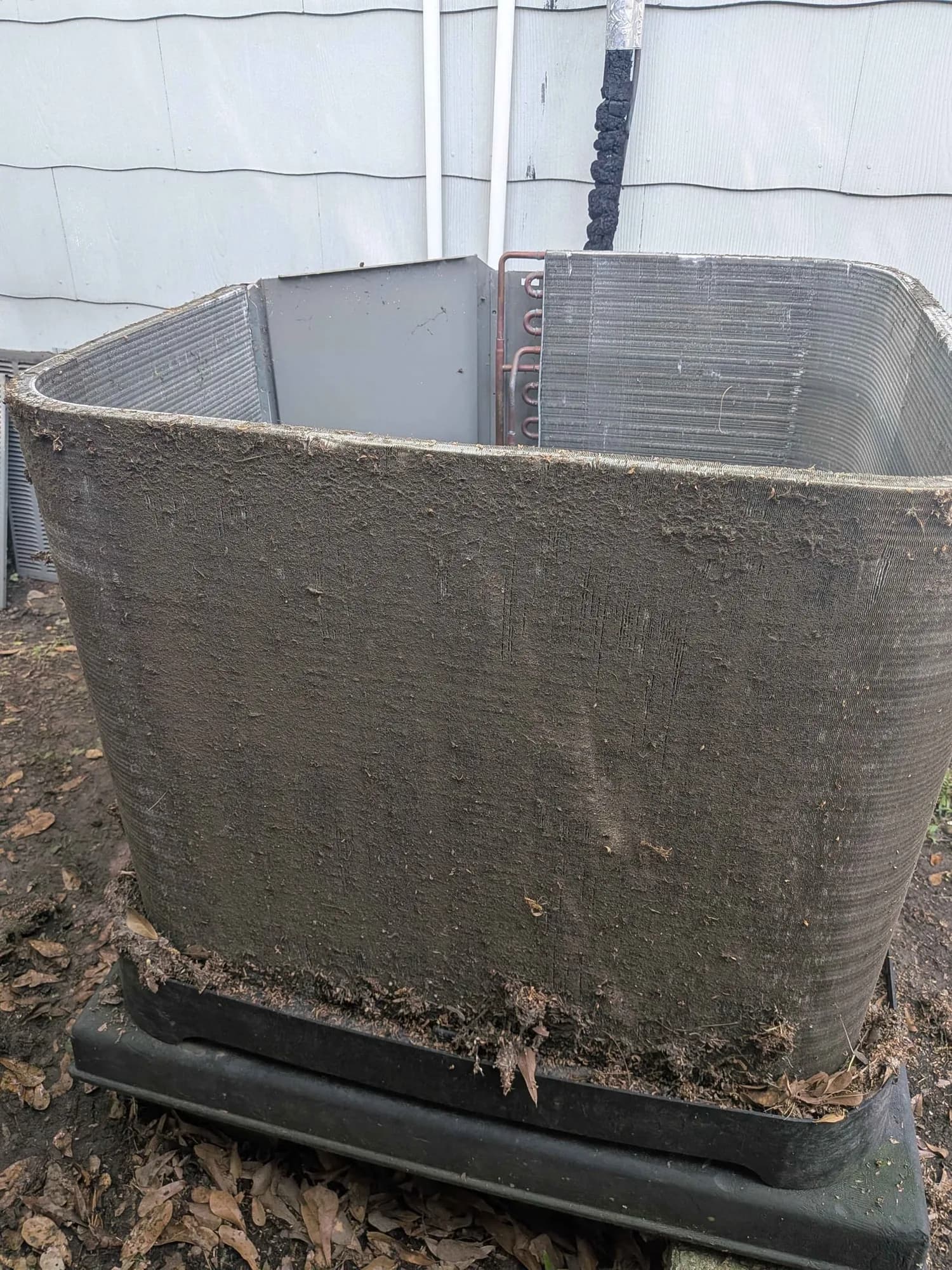 Condenser coil before cleaning